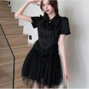 Elegant Black Short Sleeve Dress